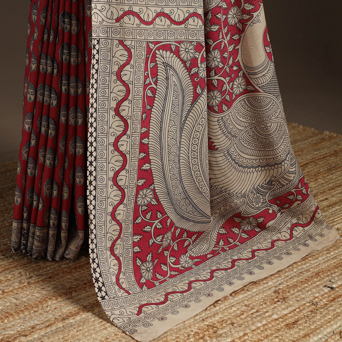 Printed cotton kalamkari saree 30 - handcrafted