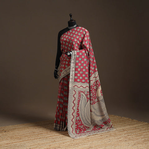 Printed cotton kalamkari saree 30 - handcrafted