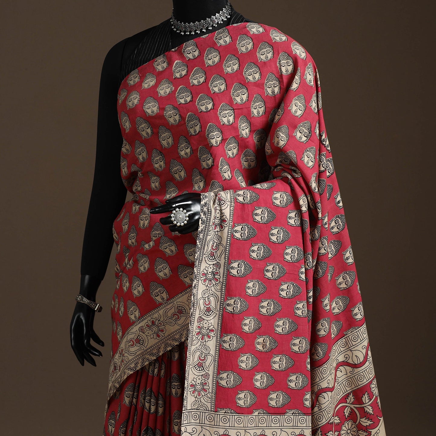 Printed cotton kalamkari saree 30 - handcrafted