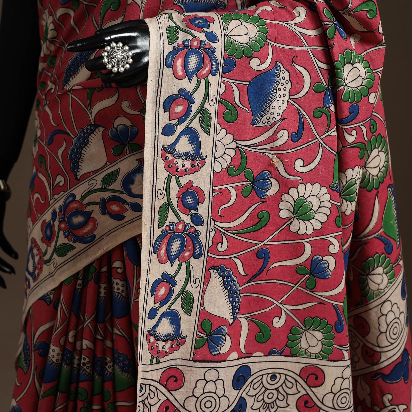 Printed cotton kalamkari saree 31 - handcrafted