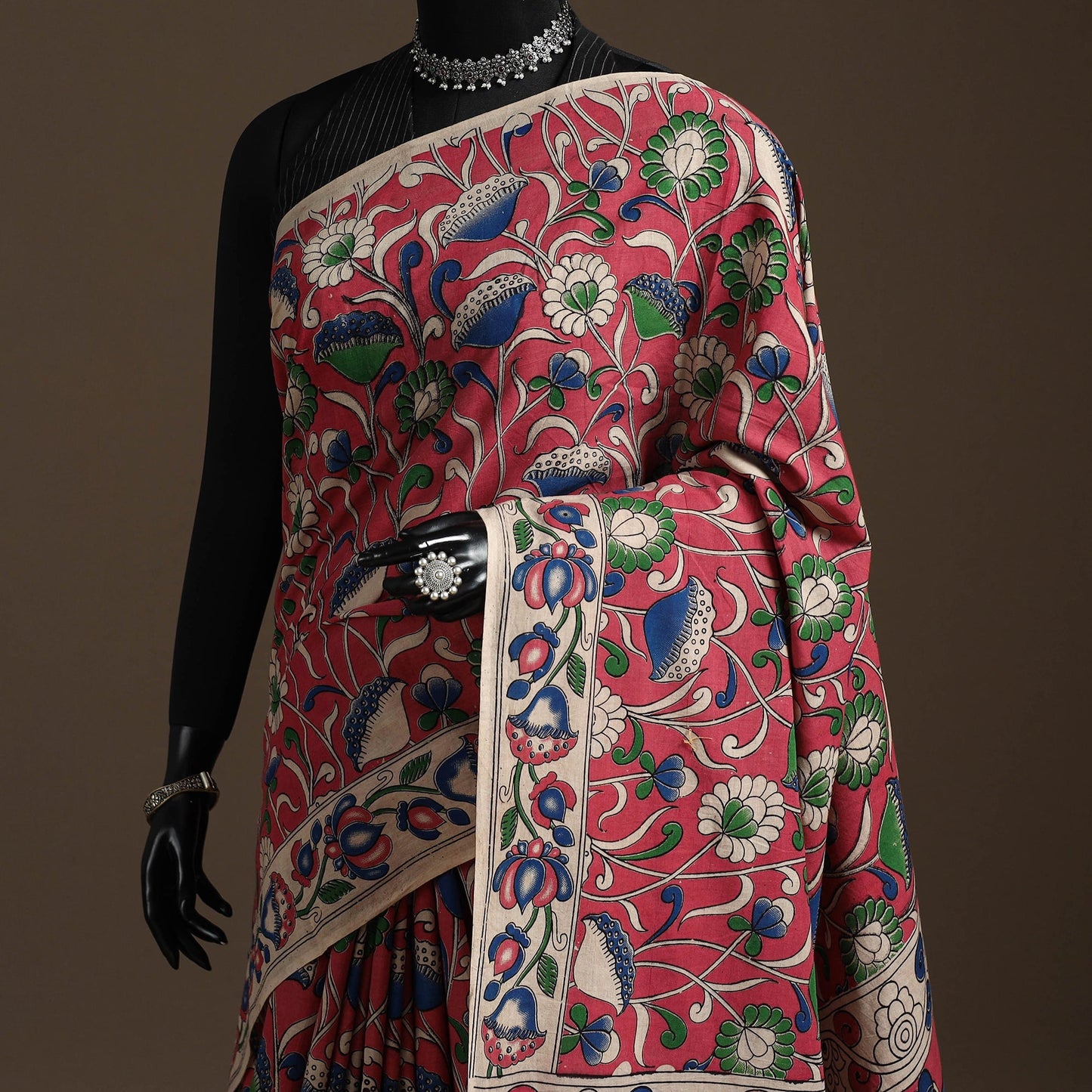 Printed cotton kalamkari saree 31 - handcrafted