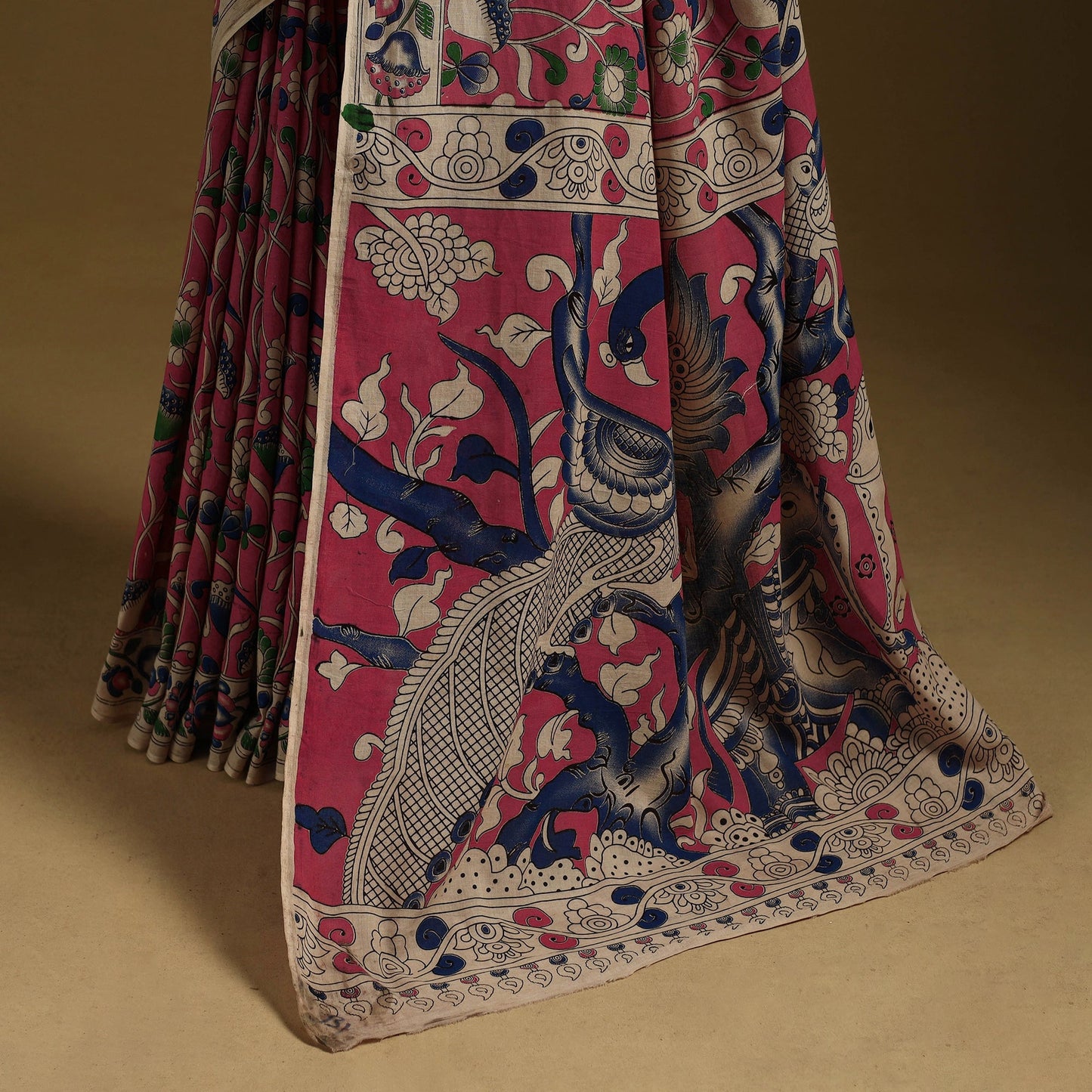 Printed cotton kalamkari saree 32 - handcrafted