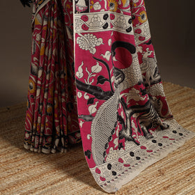 Printed cotton kalamkari saree 37 - handcrafted
