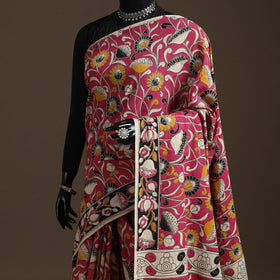 Printed cotton kalamkari saree 37 - handcrafted