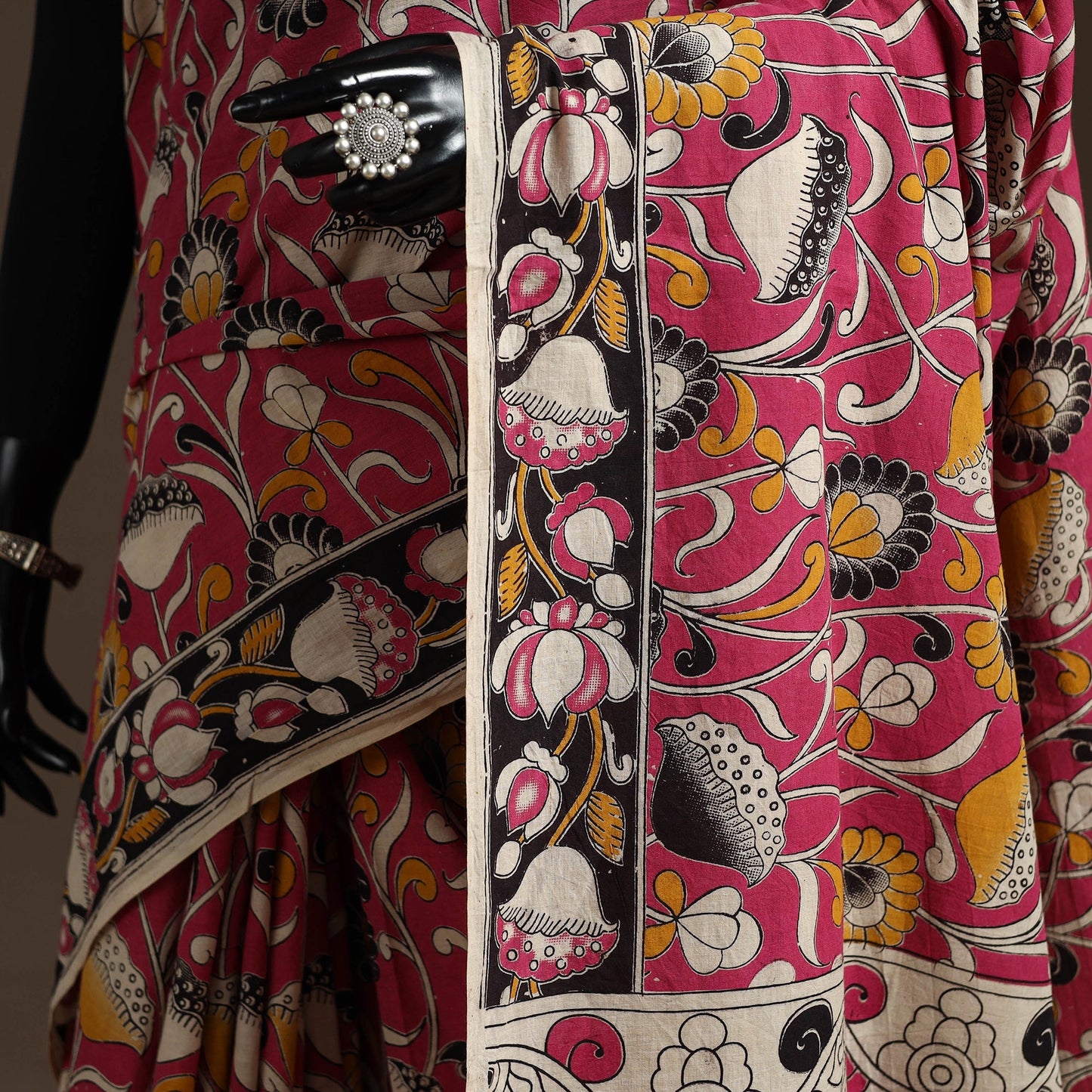 Printed cotton kalamkari saree 37 - handcrafted