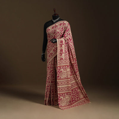 Pink - printed cotton nellore kalamkari saree 08