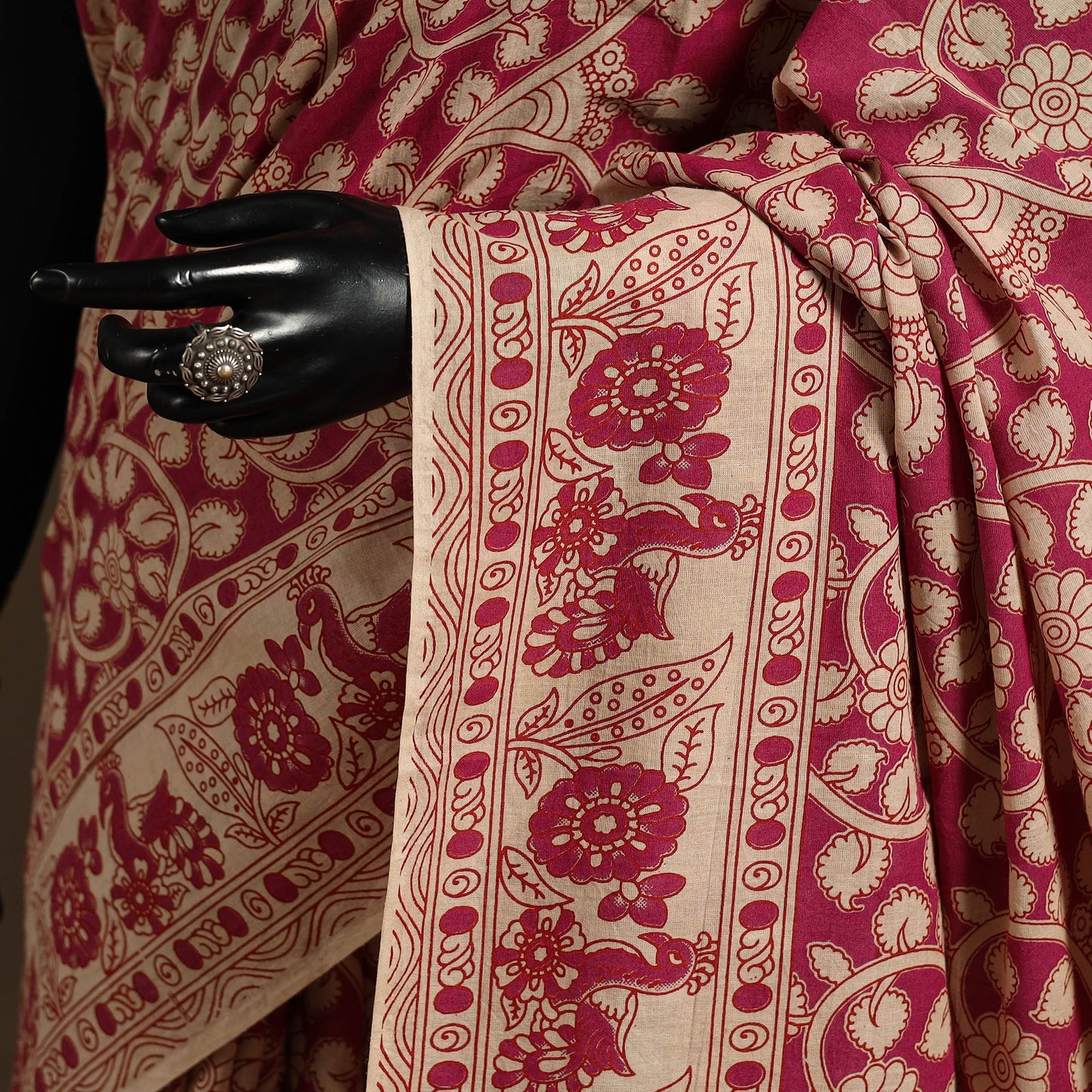 Pink - printed cotton nellore kalamkari saree 08