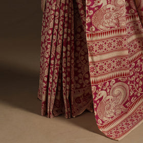 Pink - printed cotton nellore kalamkari saree 08