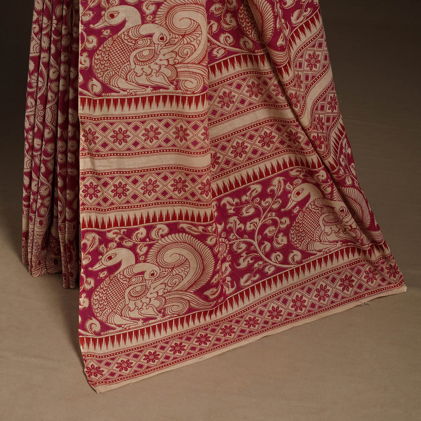 Pink - printed cotton nellore kalamkari saree 08