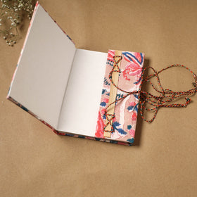 Printed fabric cover handmade paper notebook with thread