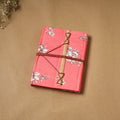 Printed fabric cover handmade paper notebook with thread
