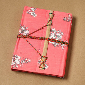 Printed fabric cover handmade paper notebook with thread