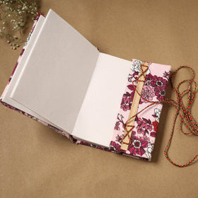 Printed fabric cover handmade paper notebook with thread