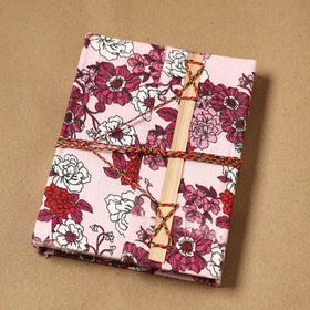 Printed fabric cover handmade paper notebook with thread