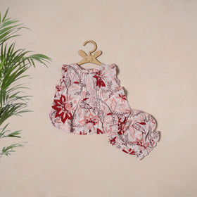 Pink - pure cotton baby girls floral top & shorts (6-12