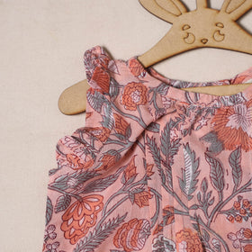 Pink - pure cotton baby girls floral top & shorts (6-12