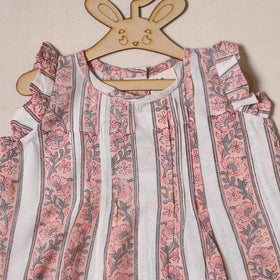 Pink - pure cotton baby girls floral top & shorts (6-12