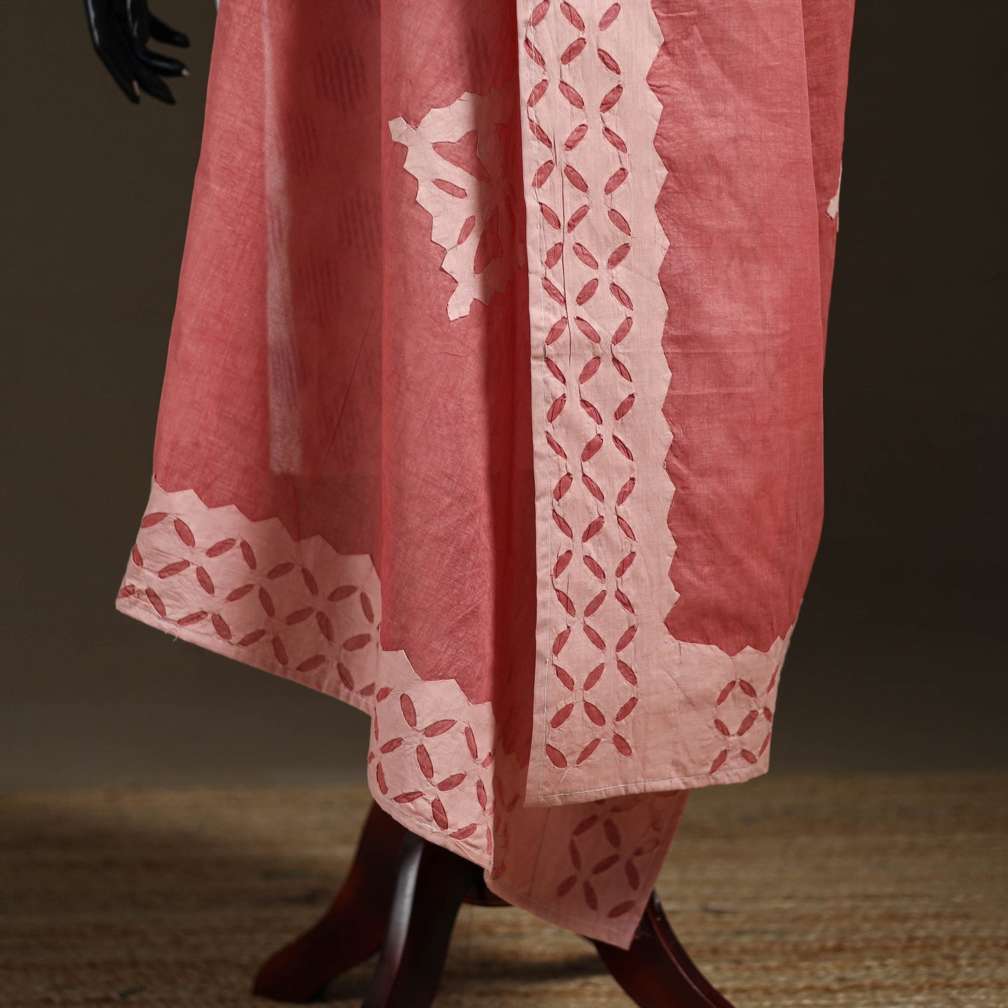 Pure cotton barmer cutwork applique dupatta 07 - handcrafted