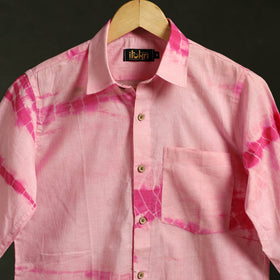 Baby pink - pure cotton full sleeve tie-dye men shibori