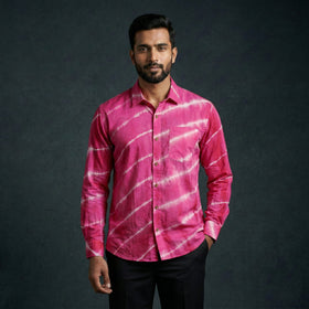 Pink - pure cotton full sleeve tie-dye men shibori shirt 18