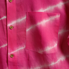 Hot pink - pure cotton full sleeve tie-dye men shibori