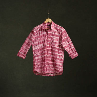 Pink - pure cotton full sleeve tie-dye men shibori shirt 24