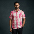 Pink - pure cotton half sleeve tie-dye men shibori shirt 43
