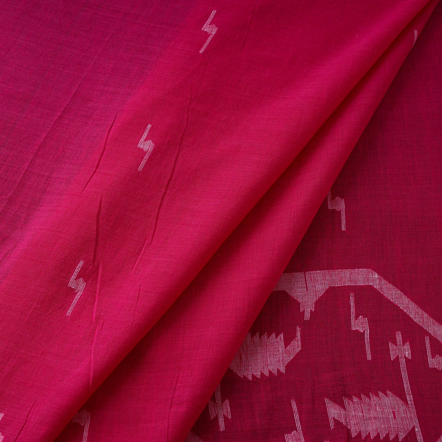 Pink Pure Handloom Cotton Bengal Jamdani Fabric