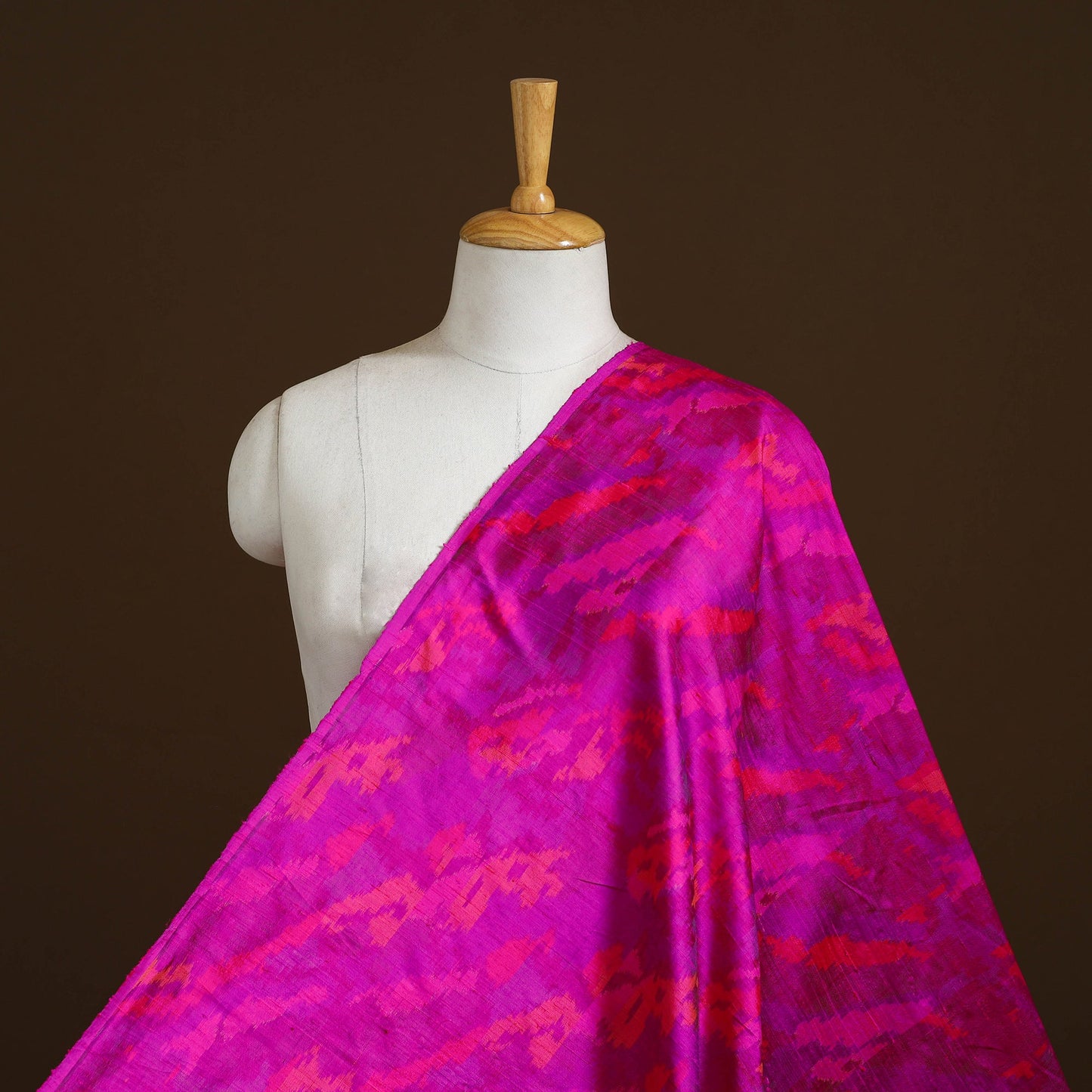 Pink - pure handloom raw silk pochampally ikat fabric 15