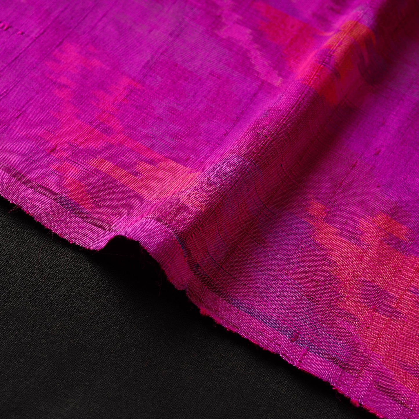 Pink - pure handloom raw silk pochampally ikat fabric 15