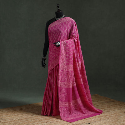 Pure mul cotton hand block batik print saree 30
