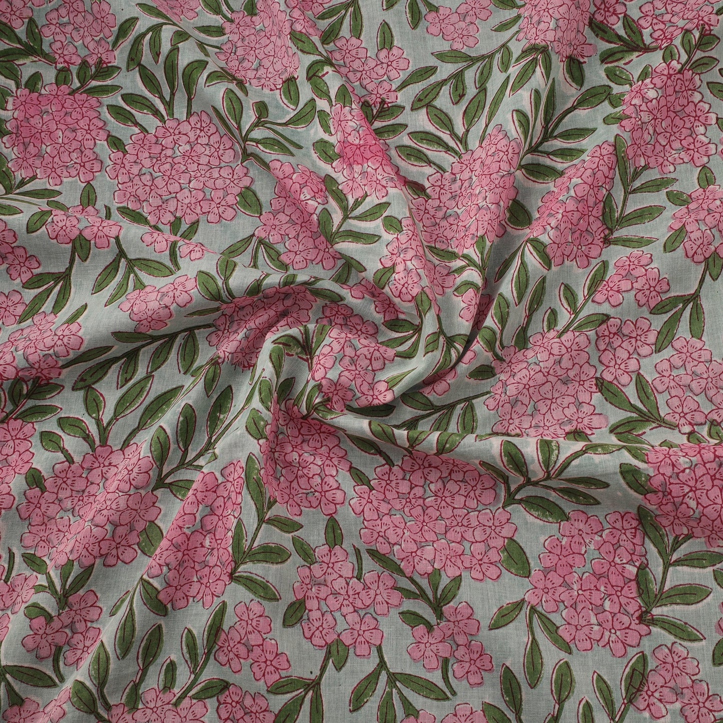Pure mul cotton hand sanganeri fabric 03 - handcrafted