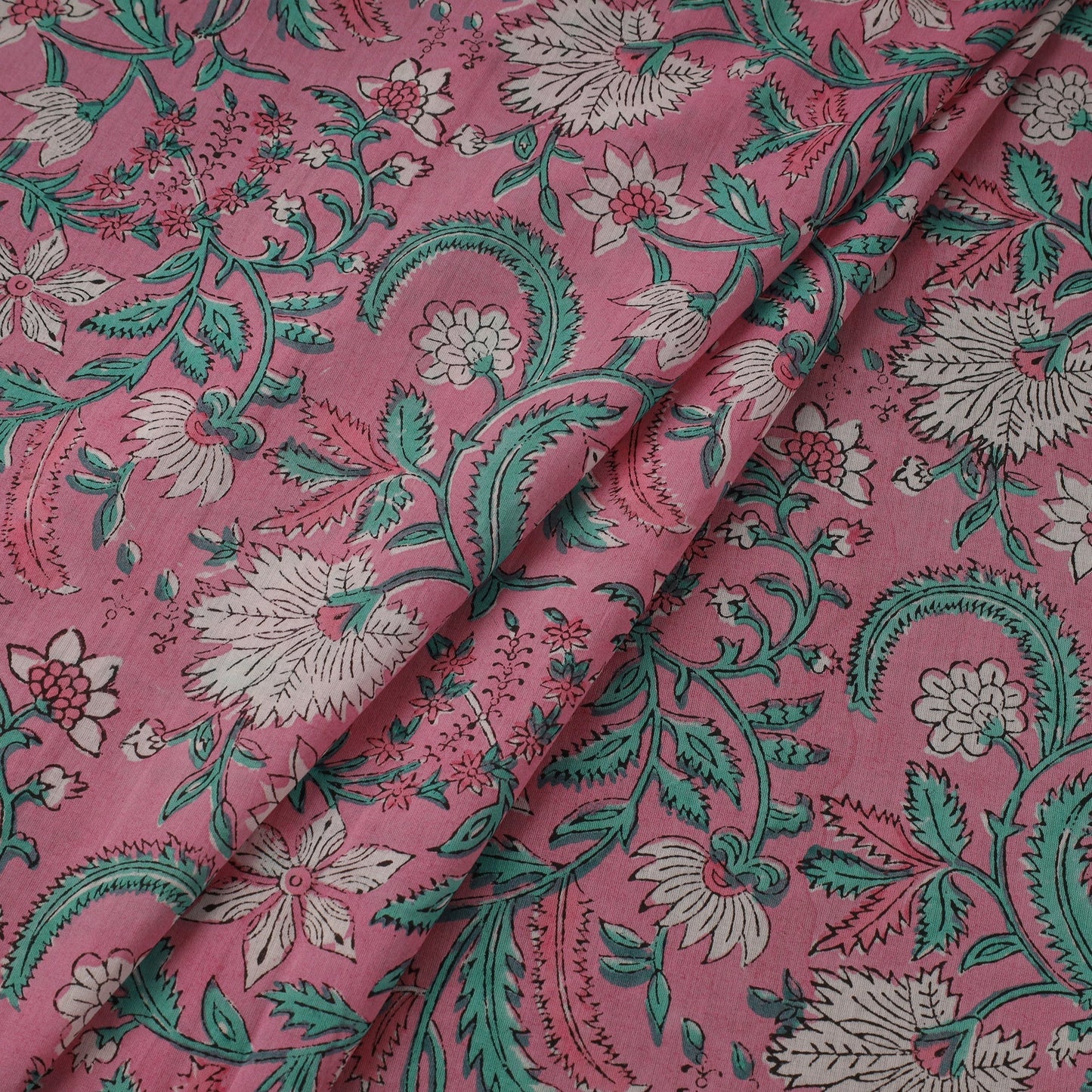Pure mul cotton hand sanganeri fabric 17 - handcrafted