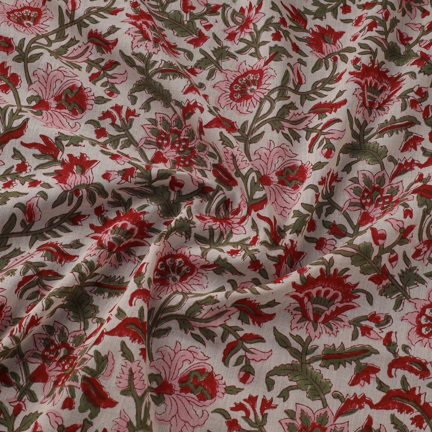 Pure mul cotton hand sanganeri fabric 22 - handcrafted