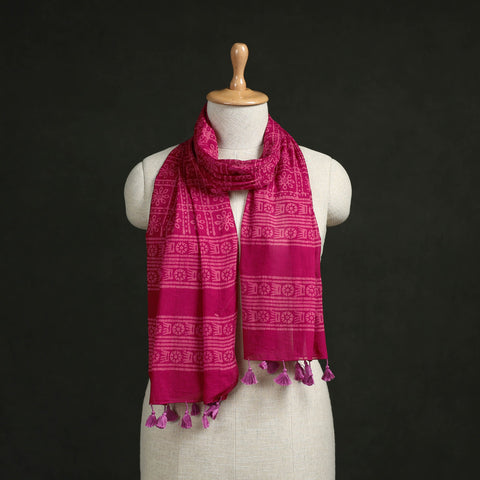 Pure mul cotton kutch hand block batik print stole