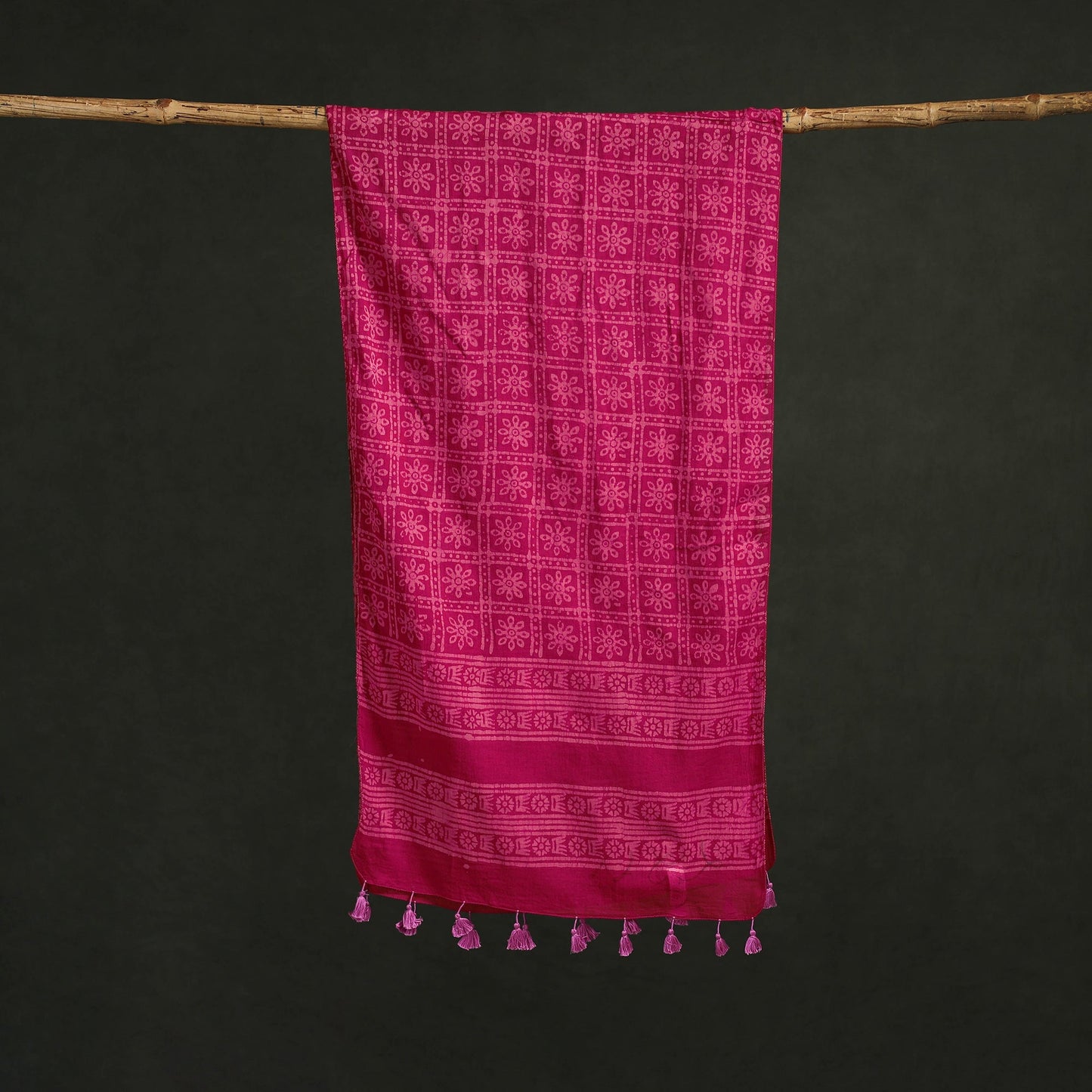 Pure mul cotton kutch hand block batik print stole