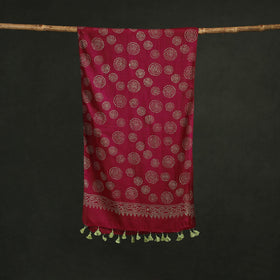 Pure mul cotton kutch hand block batik print stole