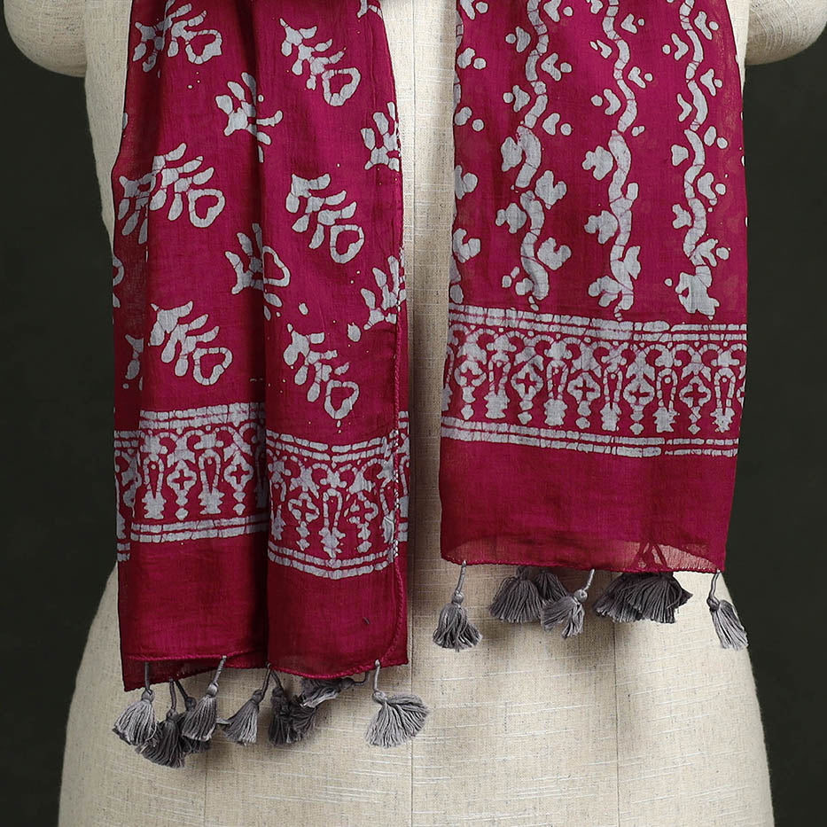 Pure mul cotton kutch hand block batik print stole