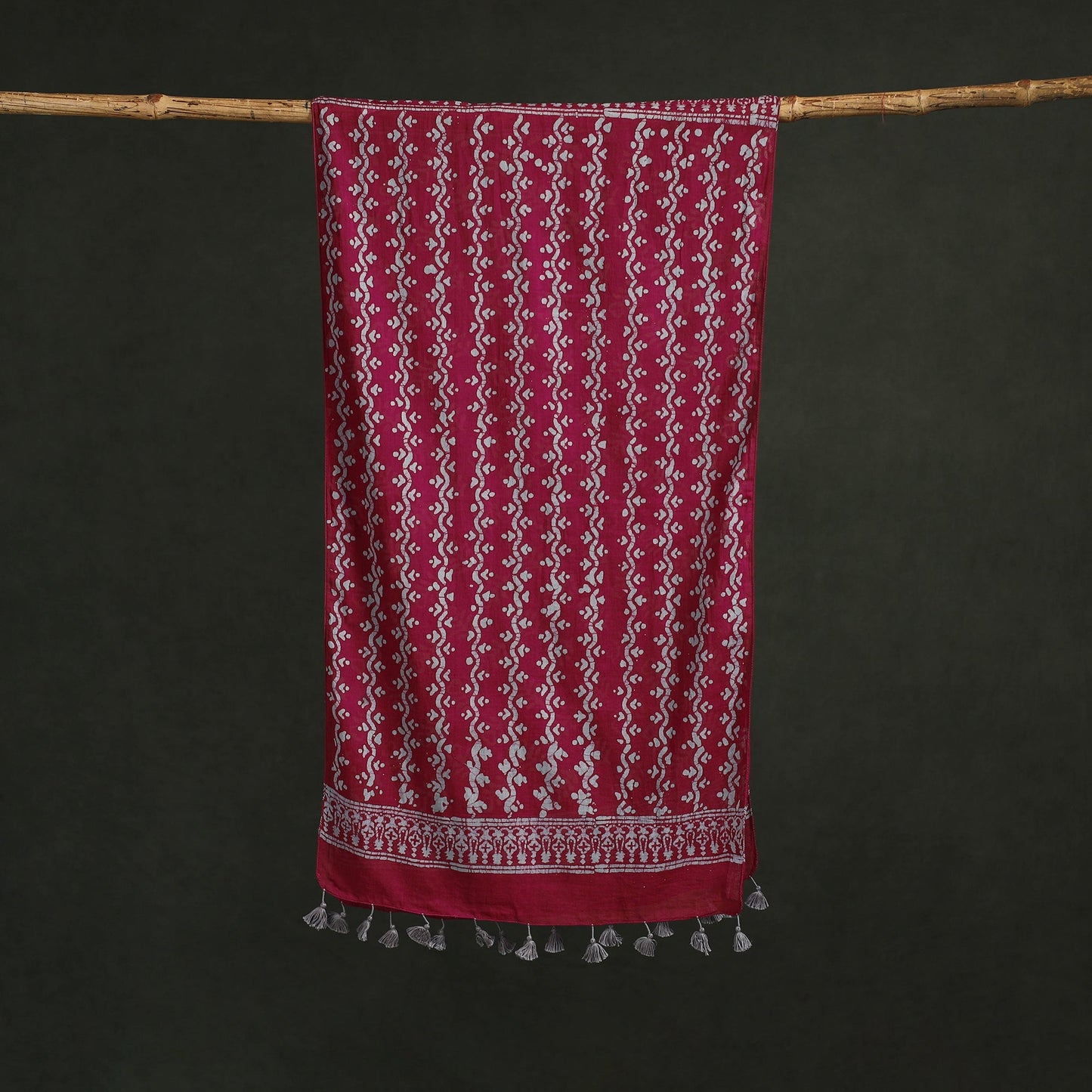 Pure mul cotton kutch hand block batik print stole