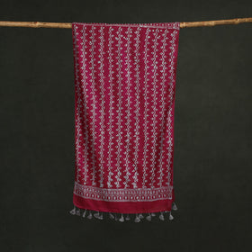 Pure mul cotton kutch hand block batik print stole