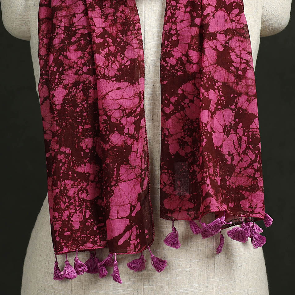 Pure mul cotton kutch hand block batik print stole