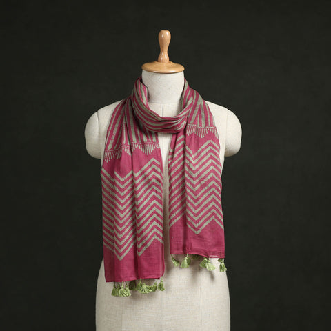 Pure mul cotton kutch hand block batik print stole
