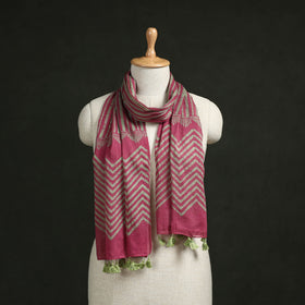 Pure mul cotton kutch hand block batik print stole