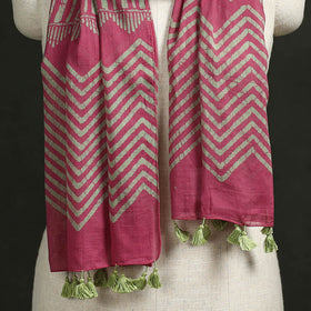 Pure mul cotton kutch hand block batik print stole