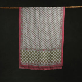 Pure wool hand block print sanganeri stole 07 - handcrafted