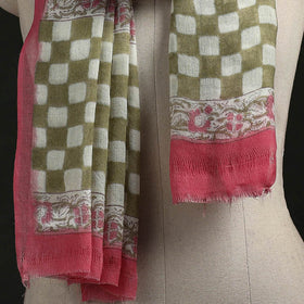 Pure wool hand block print sanganeri stole 07 - handcrafted