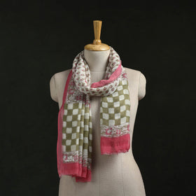 Pure wool hand block print sanganeri stole 07 - handcrafted