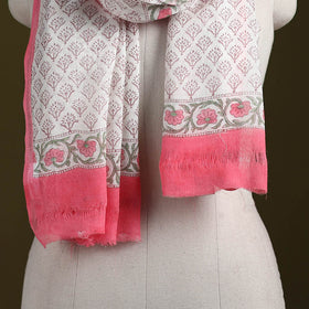Pure wool hand sanganeri stole 20 - handcrafted