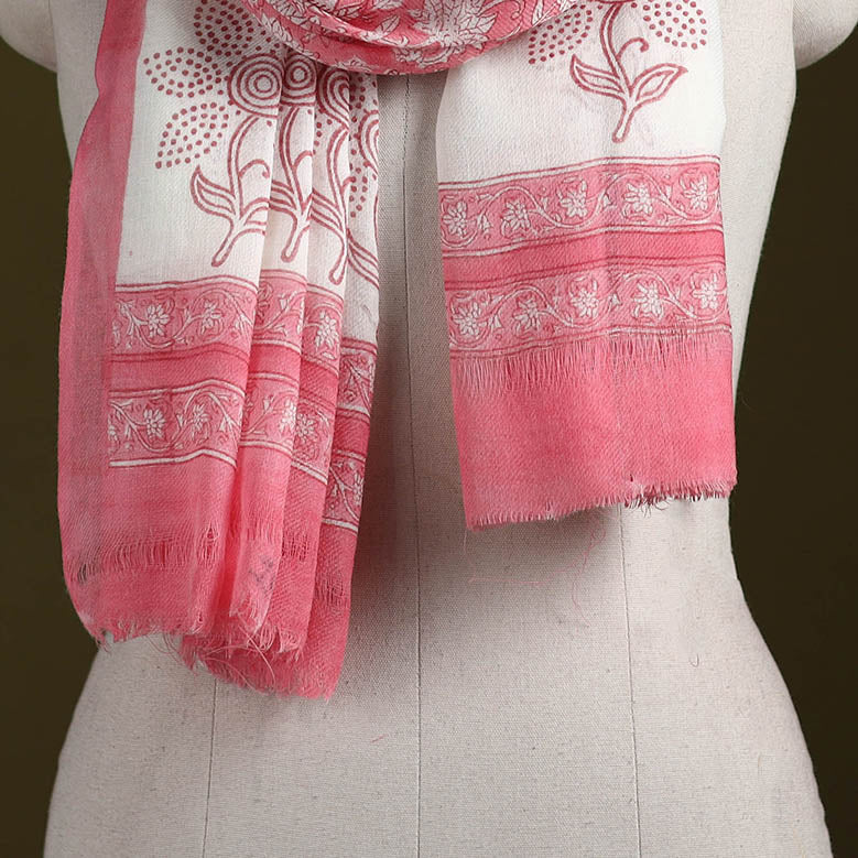 Pure wool hand sanganeri stole 22 - handcrafted