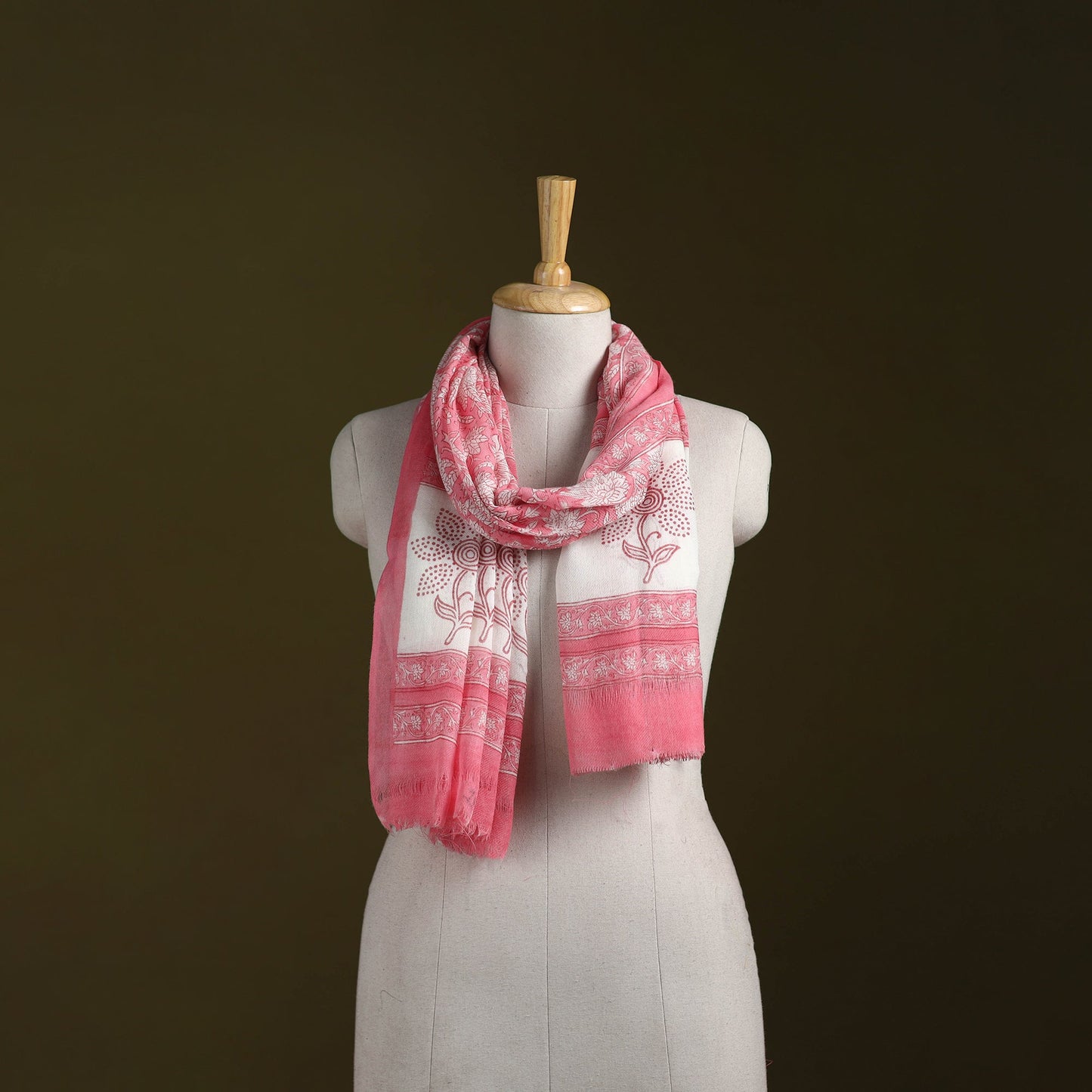 Pure wool hand sanganeri stole 22 - handcrafted